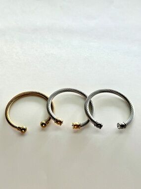 Elegant Twisted Cable Cuff Bracelet - Gold and Silver